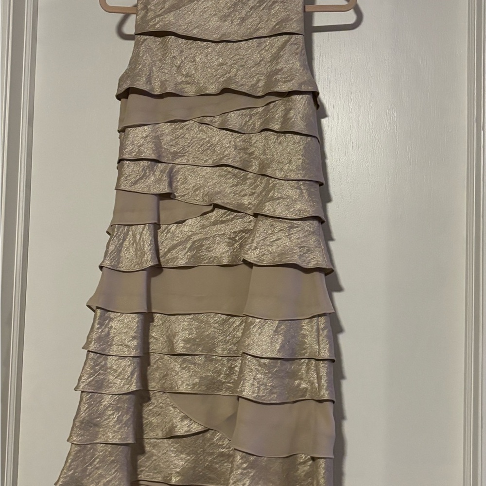 dressbarn Beige Layered Mini Dress - Picture 7 of 7